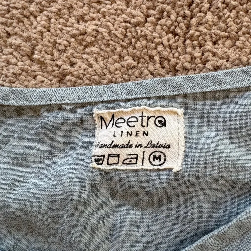 Dusty Aqua Linen Sundress M - Picture 4 of 7